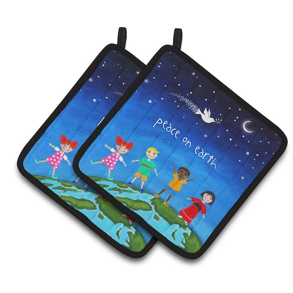 Carolines Treasures Peace on Earth Pair of Pot Holders - VHA3039PTHD