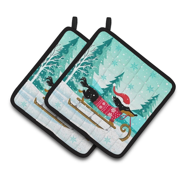 Carolines Treasures Merry Christmas Dachshund Pair of Pot Holders - VHA3030PTHD