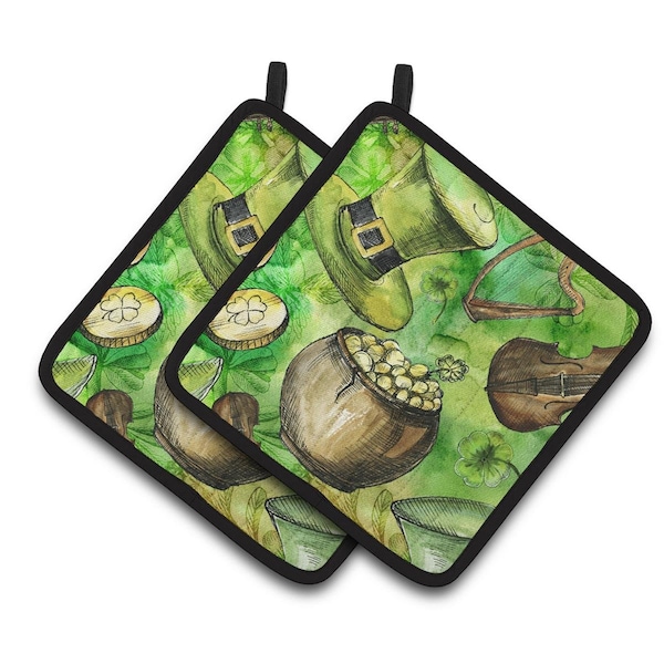 Carolines Treasures Luck of the Irish Pair of Pot Holders - BB5755PTHD