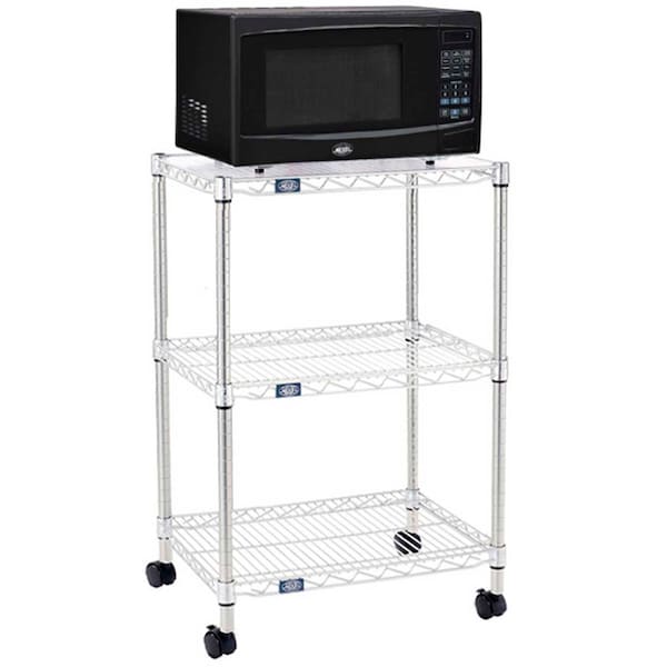 Nexel Poly-Z-Brite 3-Tier Microwave Station Cart Kit, 24inL x 18inW x 36inH - 243073