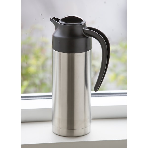 Service Ideas SteelVac Creamer, Vacuum Insulated Carafe, Stainless Vacuum, 1 Liter - S2SN100