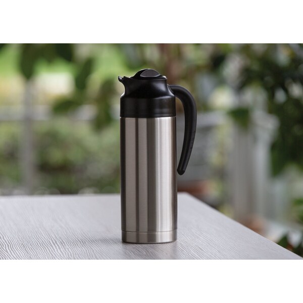 Service Ideas SteelVac Creamer, Vacuum Insulated Carafe, Stainless Vacuum, 1 Liter - S2SN100