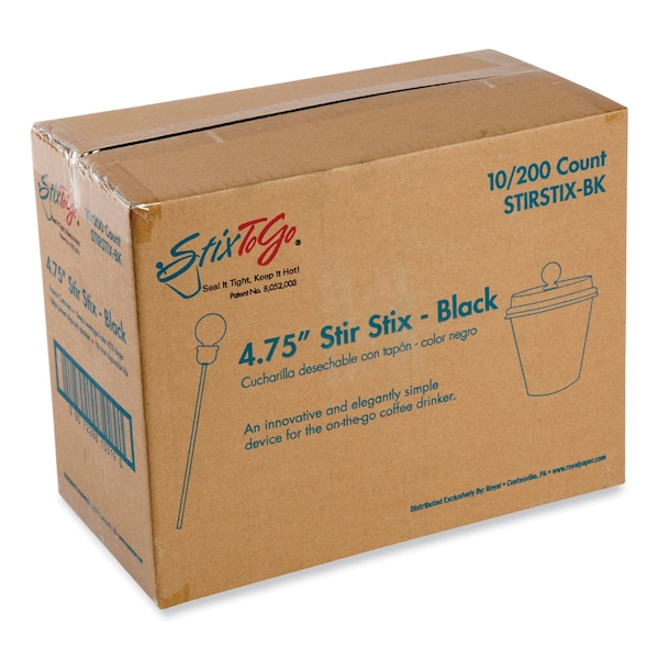Amercareroyal Beverage Plugs, 4.75", Black PK2000 - STIRSTIX-BK