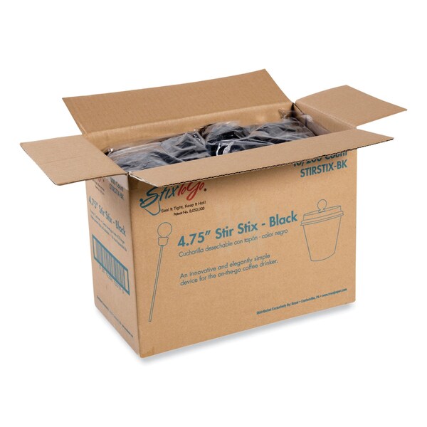 Amercareroyal Beverage Plugs, 4.75", Black PK2000 - STIRSTIX-BK
