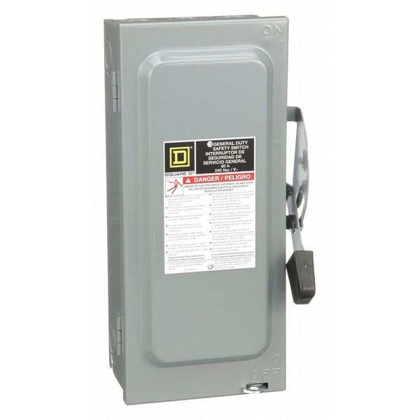 Interruptor de seguridad con fusible Square D, Deber General, 240V CA, 2PST, 60 A, NEMA 1 - D222N