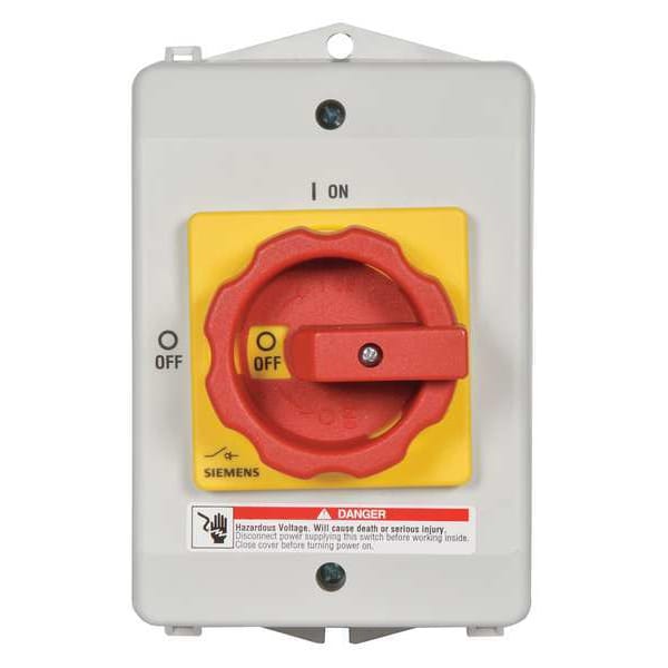 Interruptor de seguridad Siemens no fusible, servicio pesado, 600V AC, 3PST, 30 A, NEMA 1, 12K, 4X - 3LD22640TB530US2