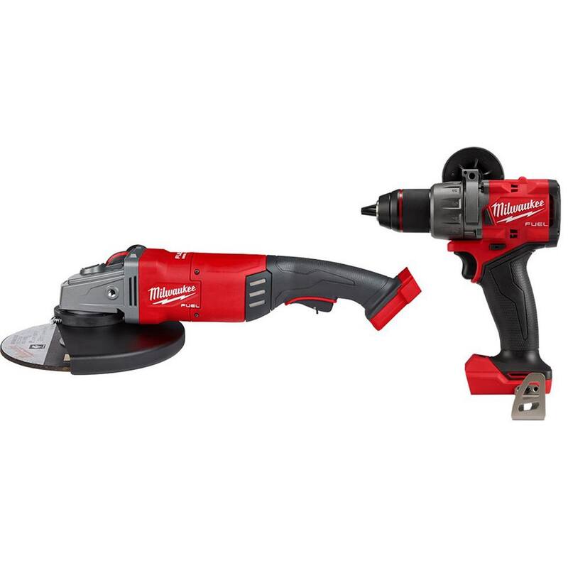 Milwaukee M18 FUEL 18-Volt Lithium-Ion Brushless Cordless 7 in./9 in. Angle Grinder con Taladro Percutor M18 FUEL - 2785-20-2904-20