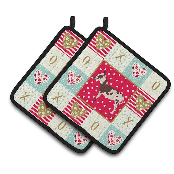 Carolines Treasures 7.5 x 7.5 in. American Spotted Donkey Love Pair of Pot Holders - CK5278PTHD