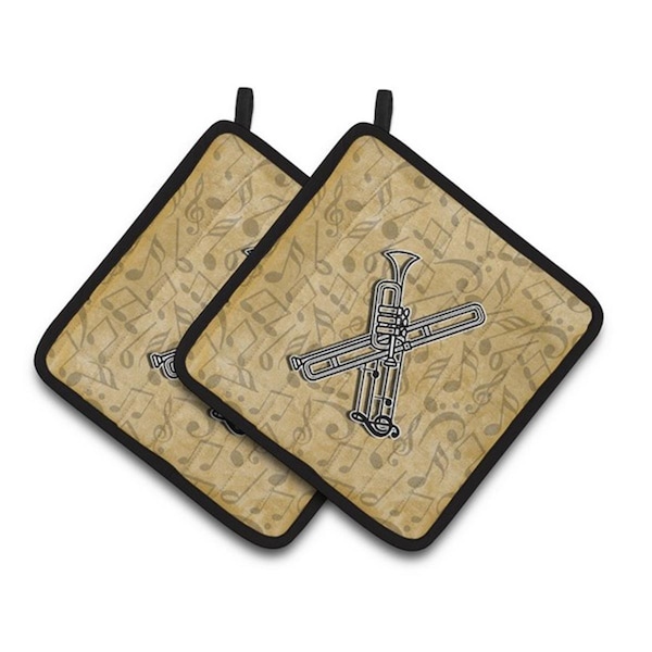 Carolines Treasures Letter X Musical Instrument Alphabet Pair of Pot Holders, 7.5 x 3 x 7.5 in. - CJ2004-XPTHD