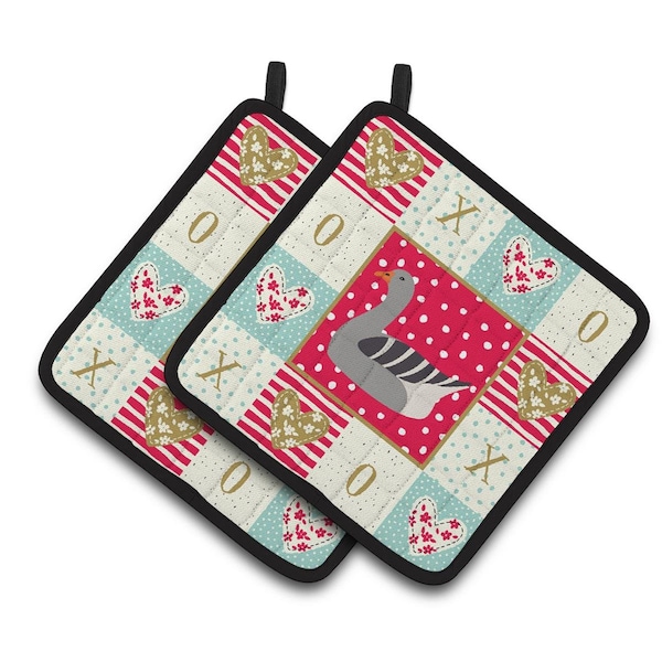 Carolines Treasures 7.5 x 7.5 in. Pilgrim Goose Love Pair of Pot Holders - CK5320PTHD