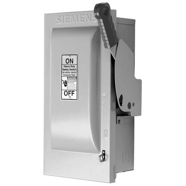 Interruptor de seguridad de fusible Siemens, servicio pesado, 600V AC, 3PST, 30 A, NEMA 1 - HF361N