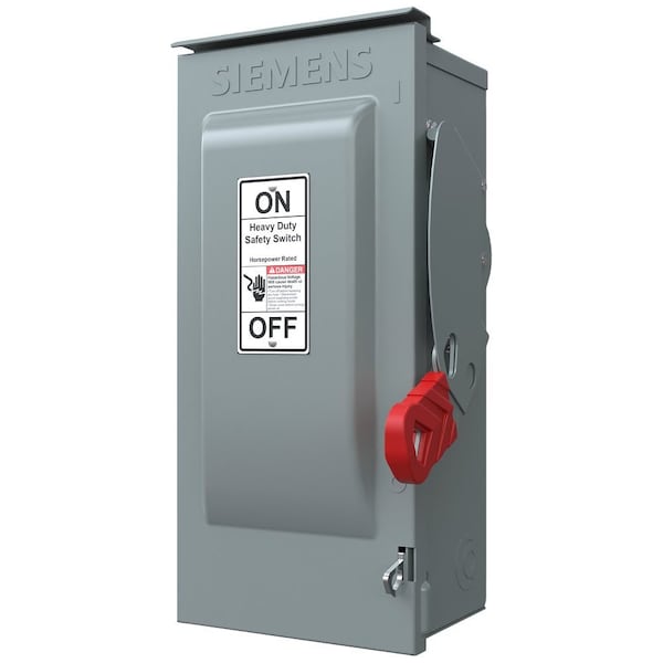 Interruptor de seguridad de fusible Siemens, servicio pesado, 600V AC, 3PST, 30 A, NEMA 1 - HF361N