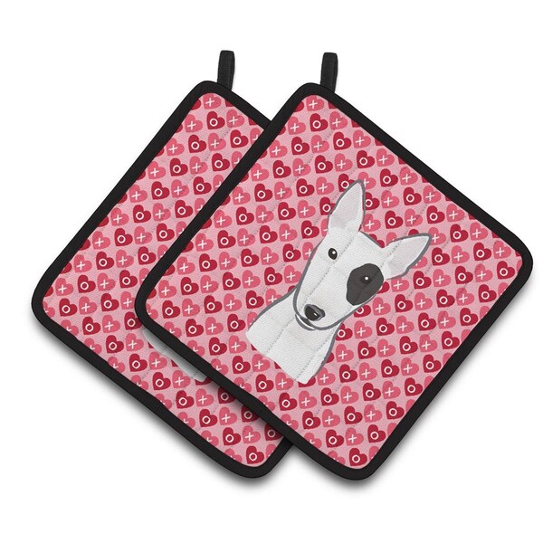 Carolines Treasures Bull Terrier Hearts Pair of Pot Holders - BB5279PTHD