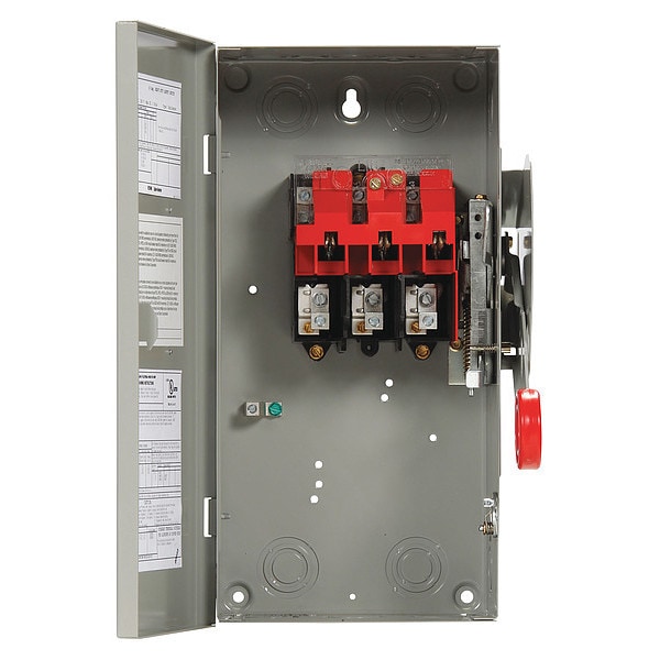 Interruptor de seguridad sin fusibles de Eaton, servicio pesado, 600V CA/250V CC, 3 polos, 30 A, NEMA 1 - DH361UGK