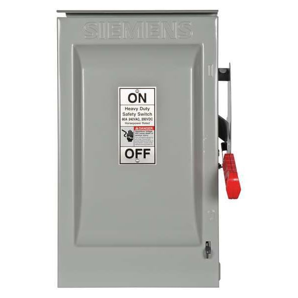 Interruptor de seguridad con fusible Siemens, uso rudo, 240V CA, 2PST, 60 A, NEMA 3R - HF222NR