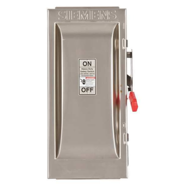 Interruptor de seguridad con fusible Siemens, servicio pesado, 240V CA, 3PST, 100 A, NEMA 4X - HF323S