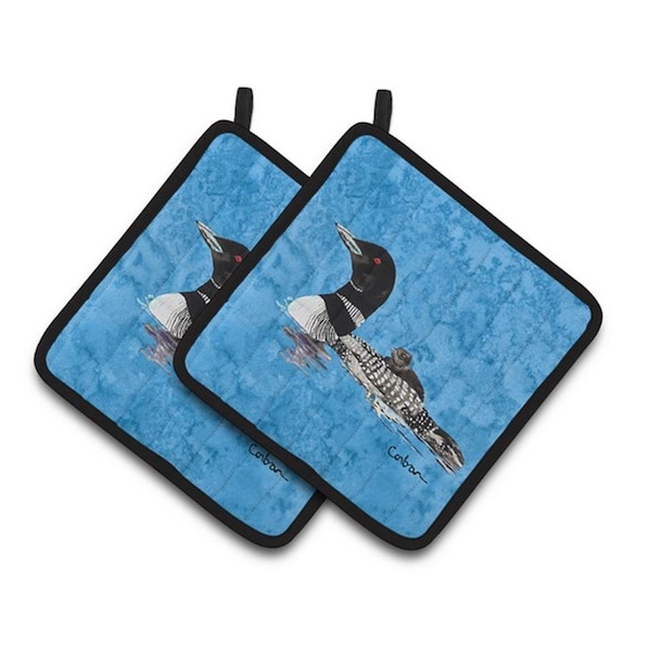 Carolines Treasures Momma and Baby Loon Pair of Pot Holders, 7.5 x 3 x 7.5 in. - 8718PTHD
