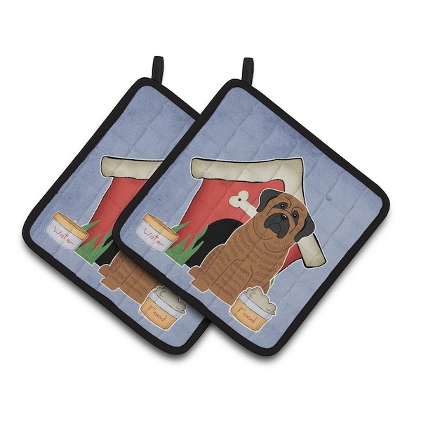 Carolines Treasures Dog House Collection Mastiff Brindle Pair of Pot Holders - BB2769PTHD