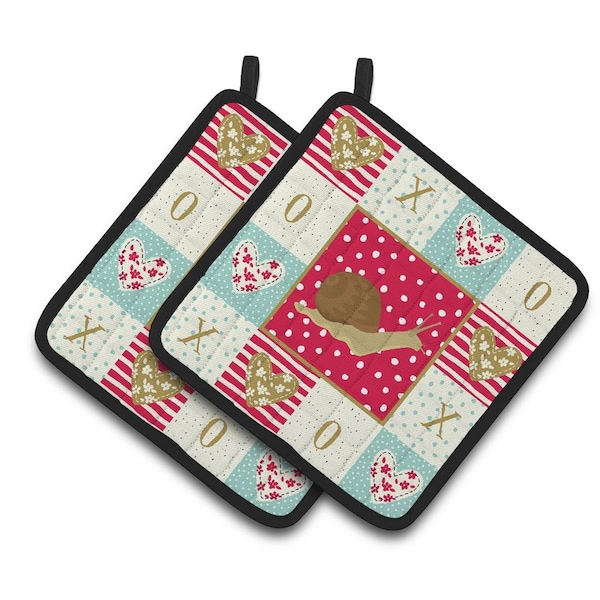 Carolines Treasures 7.5 x 7.5 in. Garden Snail Pair of Pot Holders - CK5527PTHD