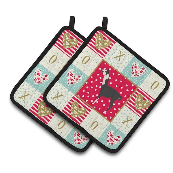 Carolines Treasures 7.5 x 7.5 in. Llama Q Ara Love Pair of Pot Holders - CK5345PTHD