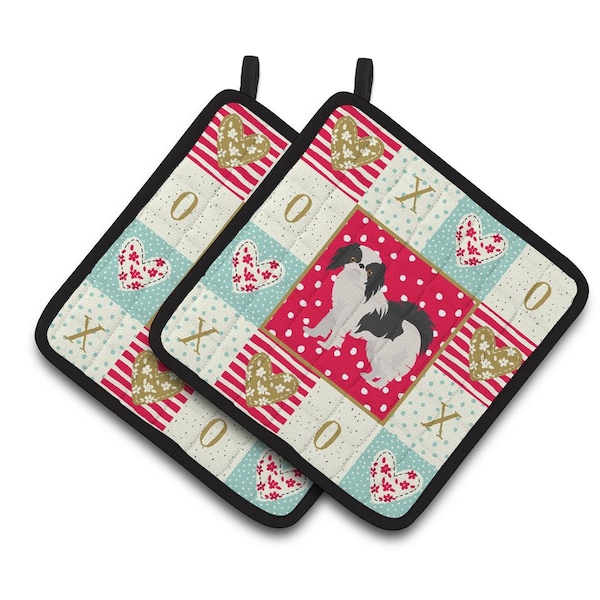 Carolines Treasures 7.5 x 7.5 in. Japanese Chin No.2 Love Pair of Pot Holders - CK5849PTHD