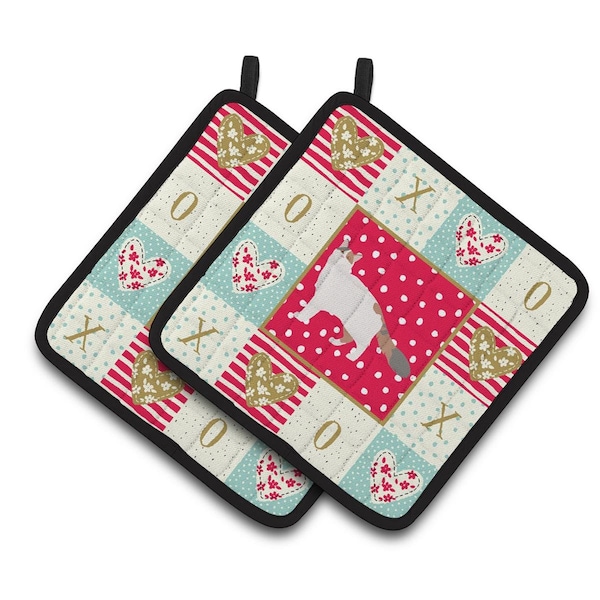 Carolines Treasures 7.5 x 7.5 in. Turkish Van No.2 Cat Love Pair of Pot Holders - CK5728PTHD