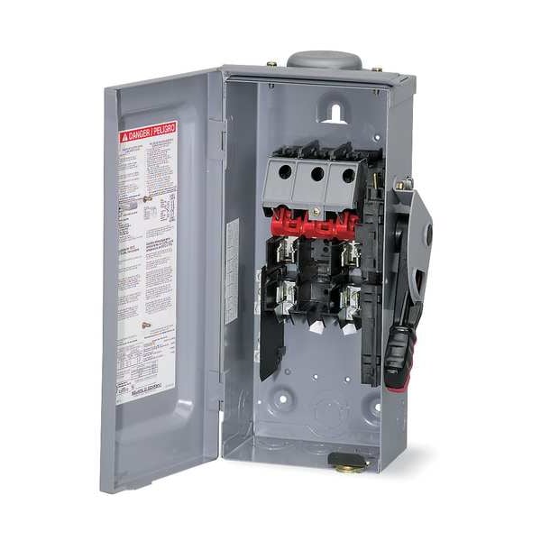 Interruptor de seguridad con fusible Square D, servicio general, 240V AC, 3PST, 400 A, NEMA 3R - D325NR