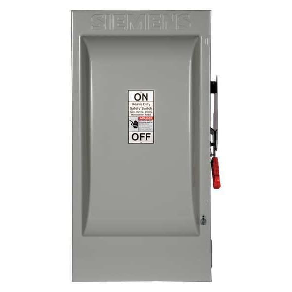 Switch de seguridad con fusible Siemens, servicio pesado, 240V AC, 3 polos, 200 A, NEMA 1 - HF324N