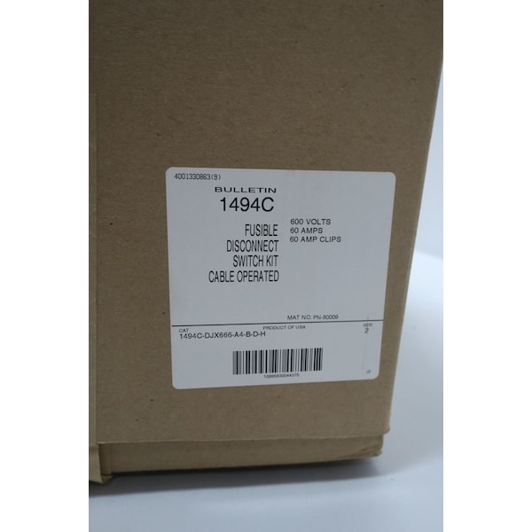 Allen Bradley 60A AMP 600V-AC FUSIBLE DISCONNECT SWITCH - 1494C-DJX666-A4-B-D-H

Interruptor de desconexión de fusible Allen Bradley de 60 amperios y 600 voltios de corriente alterna - 1494C-DJX666-A4-B-D-H
