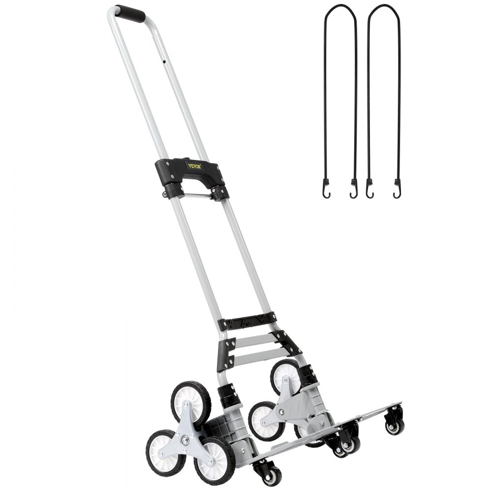 VEVOR Stair Climbing Cart, 220 lbs Capacity Hand Truck with Adjustable Handle, Folding Dolly Cart for Stairs, Stair Climbing Dolly Hand Carts with 10 Wheels for Shopping, Moving, Office Use - TCSPLC100KG10SEOSV0