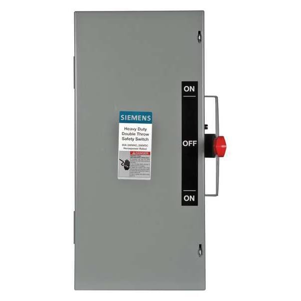Interruptor de seguridad Siemens sin fusibles, de servicio pesado, 240V CA, 3PST, 60 A, NEMA 1 - DTNF322