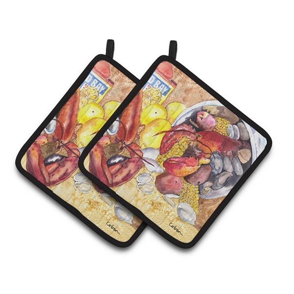Carolines Treasures Lobster with Old Bay Pair of Pot Holders, 7.5 x 3 x 7.5 in. - 8719PTHD