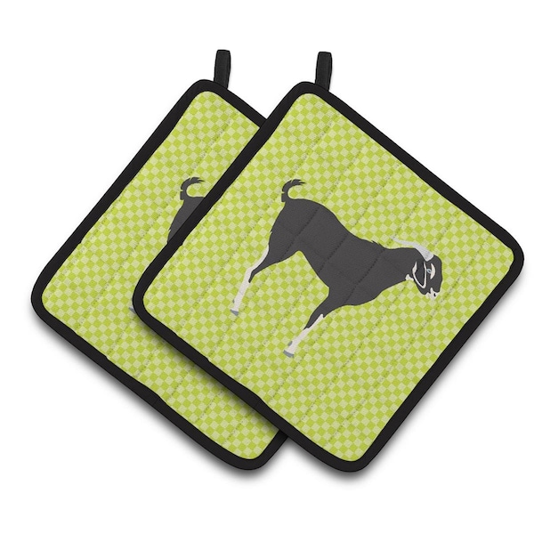 Carolines Treasures Black Bengal Goat Green Pair of Pot Holders - BB7710PTHD