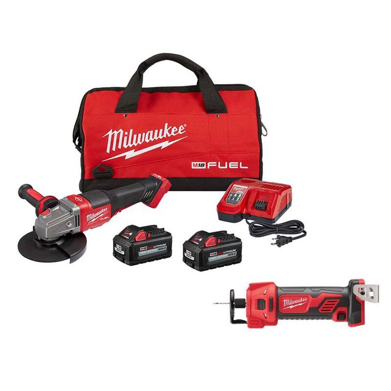 Milwaukee M18 FUEL 18-Volt Lithium-Ion Brushless Cordless 4-1/2 pulgadas / 6 pulgadas Amoladora con interruptor de paleta Kit con herramienta rotativa de corte - 2980-22-2627-20