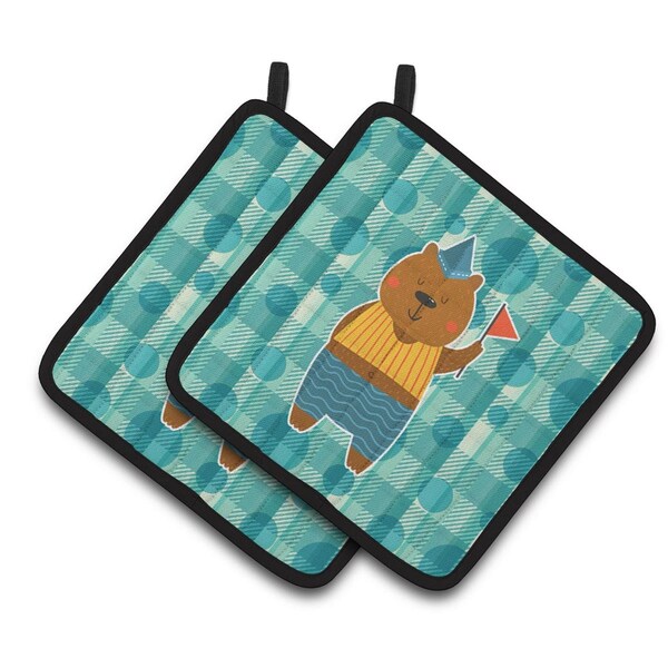 Carolines Treasures Celebration Bear Pair of Pot Holders - BB6769PTHD