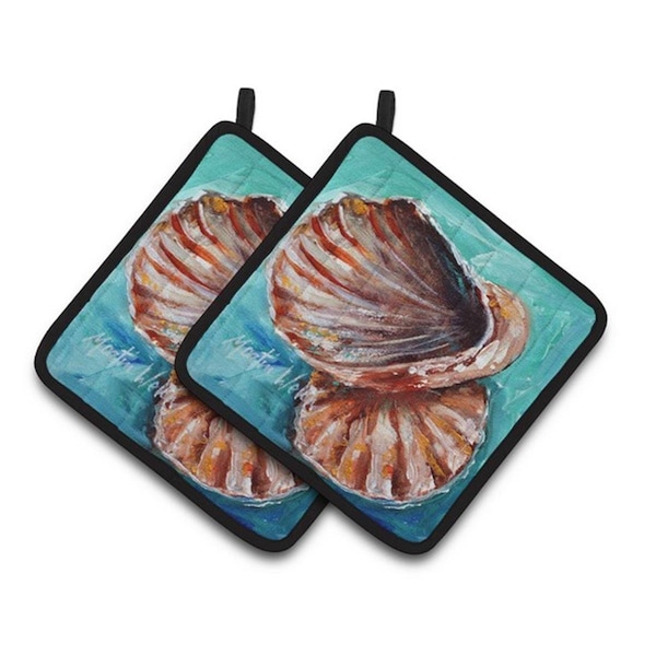 Carolines Treasures Shells not in a row Pair of Pot Holders, 7.5 x 3 x 7.5 in. - MW1147PTHD