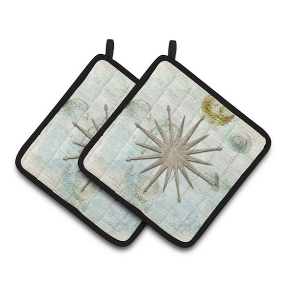 Carolines Treasures Shells Navagation Star Pair of Pot Holders, 7.5 x 3 x 7.5 in. - SB3024PTHD