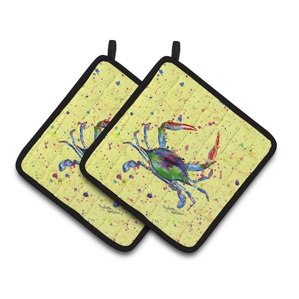 Carolines Treasures Crab Pair of Pot Holders, 7.5 x 3 x 7.5 in. - 8452PTHD