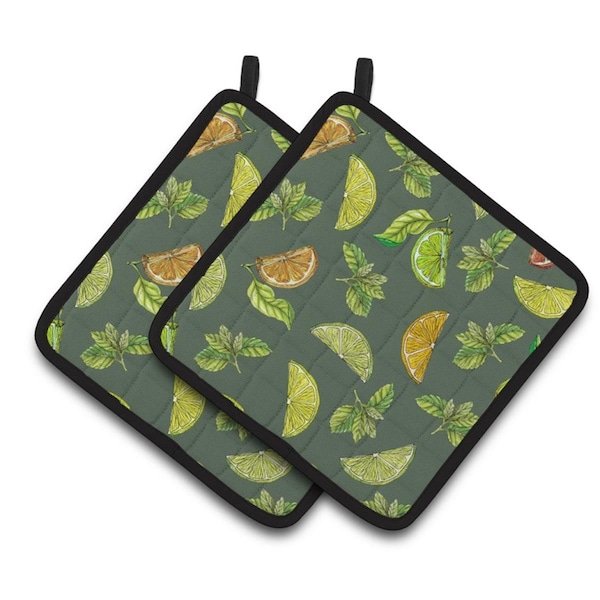 Carolines Treasures Lemons Limes and Orange Pair of Pot Holders - BB5207PTHD