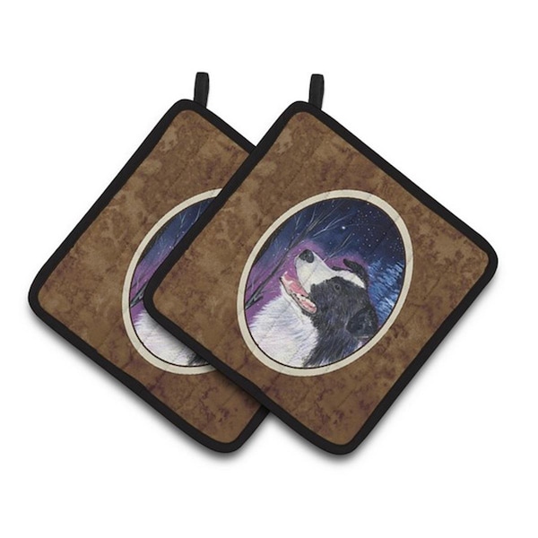 Carolines Treasures Starry Night Border Collie Pair of Pot Holders, 7.5 x 3 x 7.5 in. - SS8369PTHD