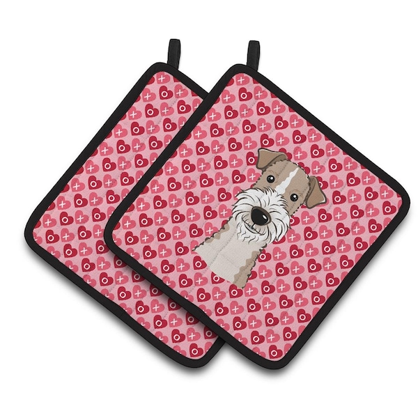 Carolines Treasures Wire Haired Fox Terrier Hearts Pair of Pot Holders - BB5317PTHD