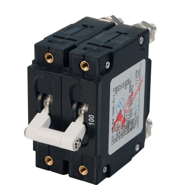 Blue Sea Systems Circuit Breaker, C Series, 100A, 2 Pole, 120/240V AC, 5kA at 240V AC - 7258
