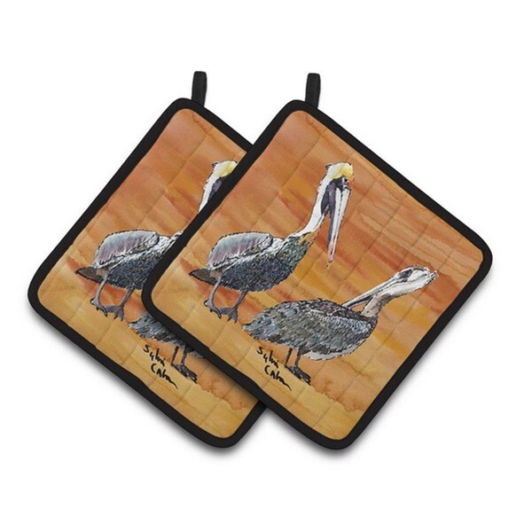 Carolines Treasures Pelican Pair of Pot Holders, 7.5 x 3 x 7.5 in. - 8407PTHD