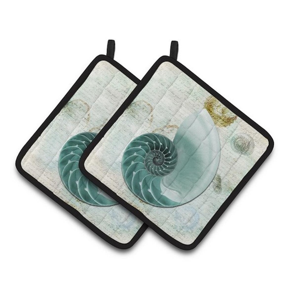 Carolines Treasures Shells Pair of Pot Holders, 7.5 x 3 x 7.5 in. - SB3037PTHD