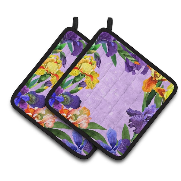Carolines Treasures Irises Pair of Pot Holders - CK1697PTHD