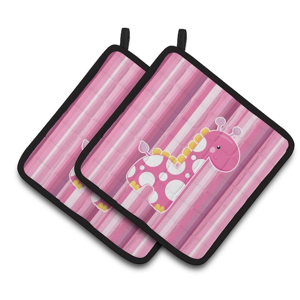 Carolines Treasures Girl Giraffe Pair of Pot Holders - BB6827PTHD