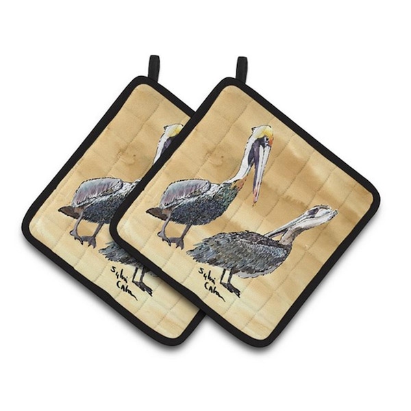 Carolines Treasures Pelican Pair of Pot Holders, 7.5 x 3 x 7.5 in. - 8408PTHD