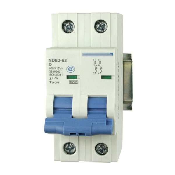 Automation Systems Interconnect 40A, 2 Pole, 240V AC / 60V DC, Trip Curve: D, DIN Rail Mount-Miniature Circuit Breaker, UL1077 - NDB2-63D40-2