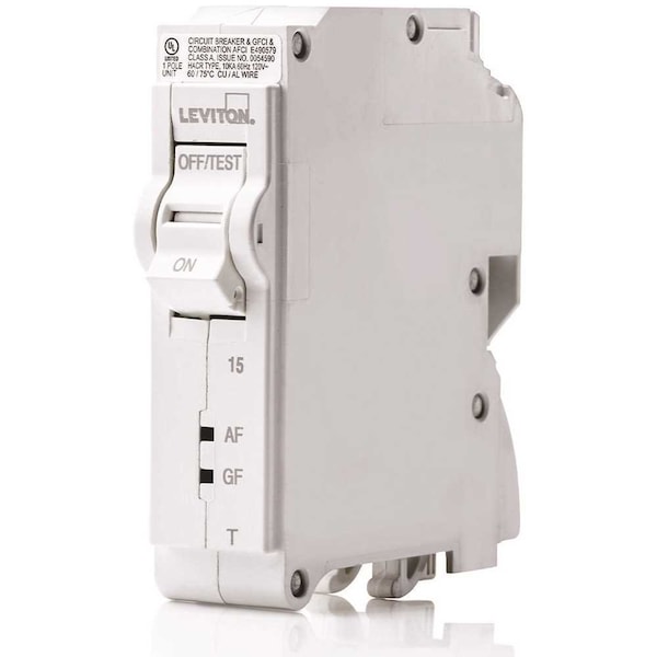 Leviton Circuit Breaker, 15A, 1 Pole, 120V AC - R02-LB115-DFR