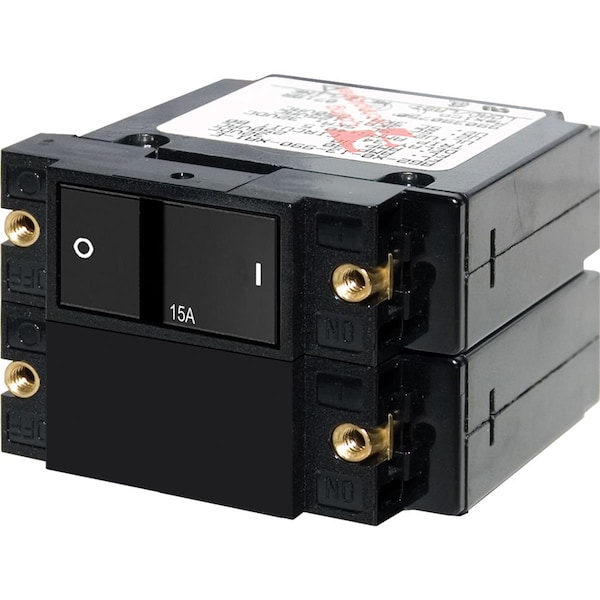 Blue Sea Systems Circuit Breaker, A Series, 15A, 2 Pole, 120/240V AC, 5kA at 32V DC - 7411